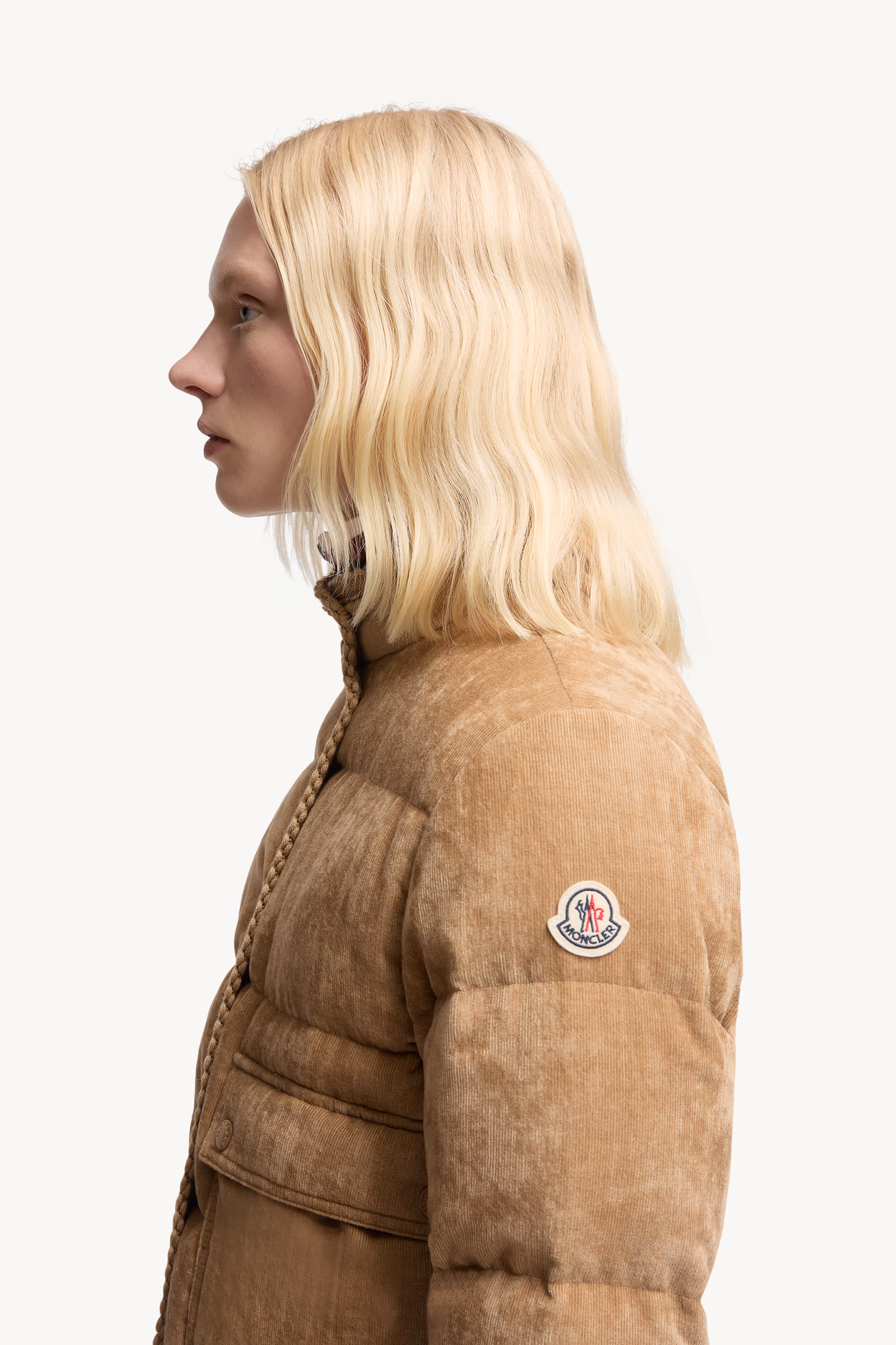Essarts Braided Trim Corduroy Short Down Jacket Women Beige Moncler 4